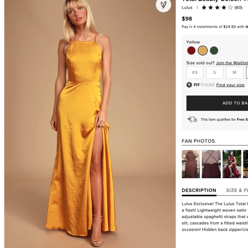 Lulus Gold Dress